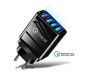 MULTI PORT TRAVEL 18W FAST CHARGER LIGHTWEIGHT QUALCOMMN 3.0 4 PORTS USB CHARGER