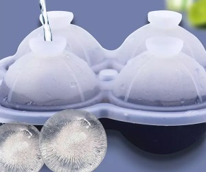 Silicone 4 cavity ice ball maker mold with lid